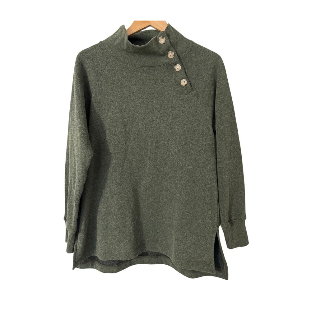 J. Crew Wide Button Collar Tunic‎ Sweatshirt Cloud Spun Fleece Size Small